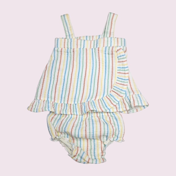 Badgley Mischka Baby Girl 2-piece Summer Stripe Outfit 6-9 Months - Picture 1 of 3